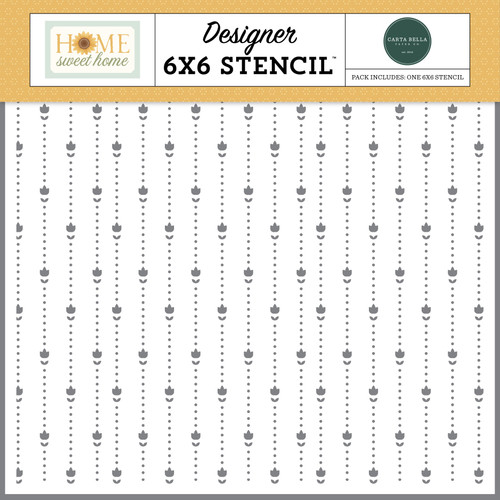 Carta Bella Stencil 6"X6"-Dotted Floral Line - 5A003W7S-1HRVC - 810220754566