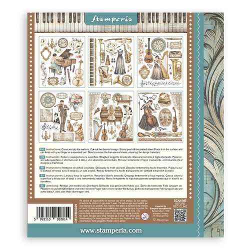 Stamperia Rub-On Selection 8x9 - 6/Pkg-Symphony - 5A003TDG-1HQBS