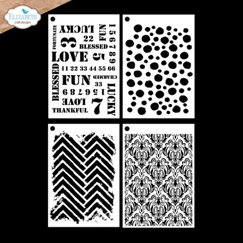 Elizabeth Craft Stencils 4/Pkg-Journal Stencils 11 - 5A003WNZ-1HS9K - 741527319571