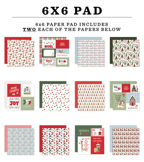 Echo Park Double-Sided Paper Pad 6"X6"-Here Comes Santa Paw - 5A003W0W-1HRK3
