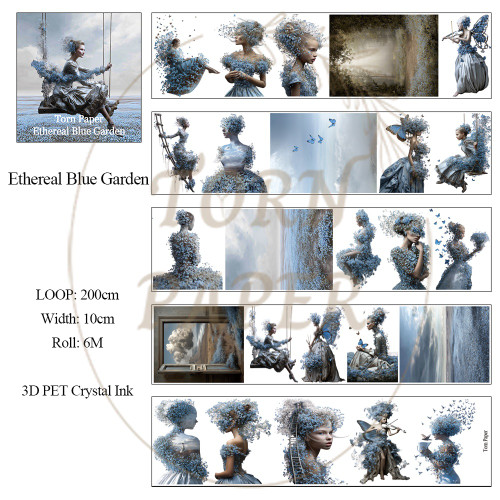 Torn Pape 3D Gloss PET Tape 6m-Ethereal Blue Garden - 5A003XPF-1HSNC - 8800325563240
