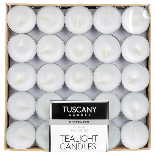 Tuscany Candle Unscented Candle Tea Light-White 50pk Metal Cups - 5A003S18-1HNRP - 644124561506