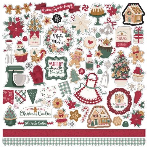 Echo Park Elements Cardstock Stickers 12"X12"-Baking Christmas Cheer - 5A003VZB-1HRH8 - 810220751527