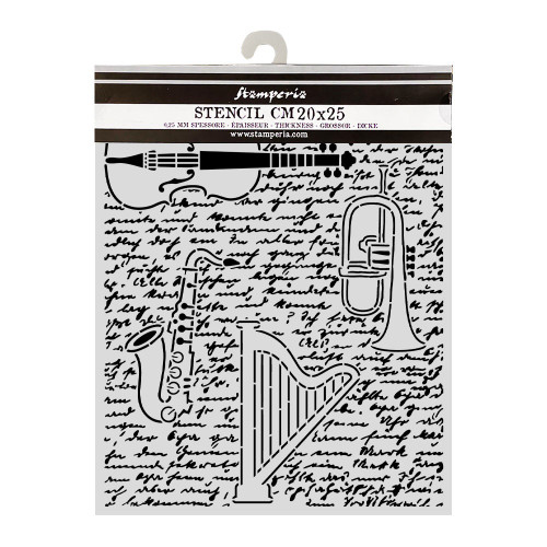 Stamperia Stencil 7.87"X9.84"-Violin, Trumpet, Harp - 5A003TD0-1HQB6 - 5993110052807