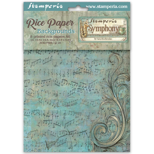 Stamperia Rice Paper Backgrounds A6 8/Pkg-Symphony - 5A003TCV-1HQC0 - 5993110053286