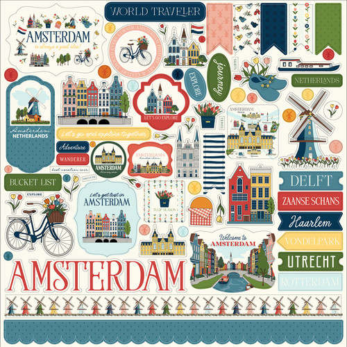 Carta Bella Elements Cardstock Stickers 12"X12"-Amsterdam Element Sticker - 5A003WBB-1HRXL - 810220752883