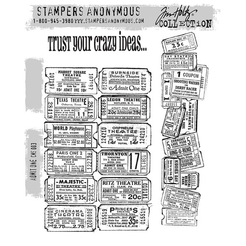 Tim Holtz Cling Stamps 7"X8.5"-Admit One - CMS-1HR39 - 608870506815