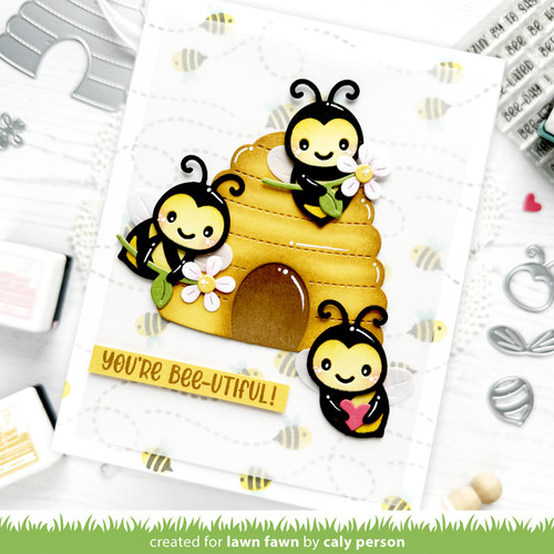 Lawn Clippings Coloring Stencil-Bee Happy Background - 5A003VDK-1HR4F