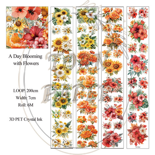 Torn Pape 3D Gloss PET Tape 6m-A Day Blooming with Flowers - 5A003XNN-1HSLW - 8800325562649