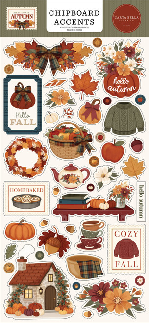 Carta Bella Chipboard Accents 6"X13"-Here Comes Autumn - 5A003VX0-1HRCX - 810208649792