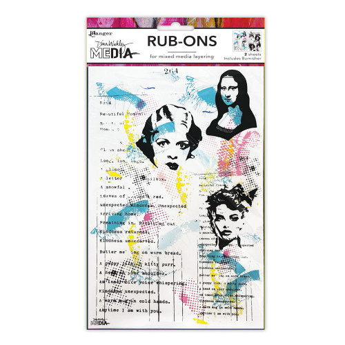 Dina Wakley MEdia Rub-ons-On Their Mind - 5A003V3S-1HQVL - 789541088332