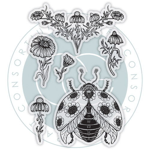 Craft Consortium Photopolymer A6 Stamp Set-Ladybug & Daisy - 5A003VFX-1HR97