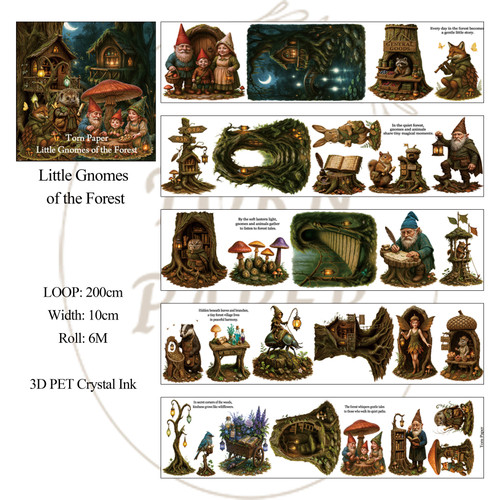 Torn Pape 3D Gloss PET Tape 6m-Little Gnomes of the Forest - 5A003XP0-1HSQ1 - 8800325562762
