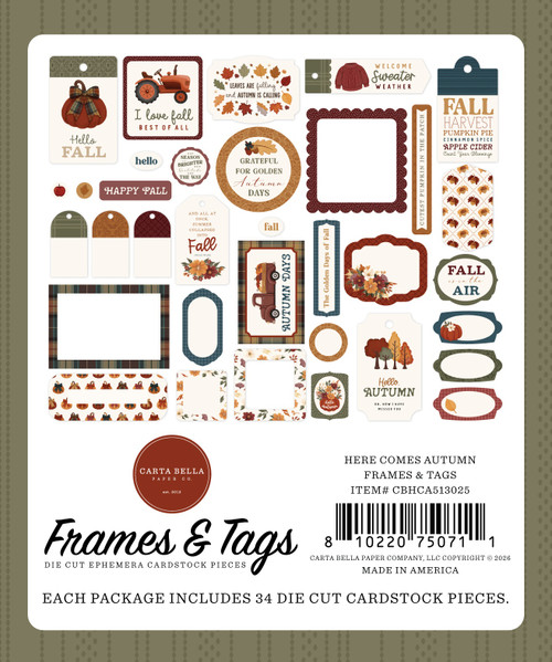 Carta Bella Tags & Frames Ephemera-Here Comes Autumn - 5A003VWN-1HRD3