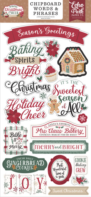Echo Park Chipboard Words & Phrases 6"X13"-Baking Christmas Cheer - 5A003VZ5-1HRHZ - 810208649686
