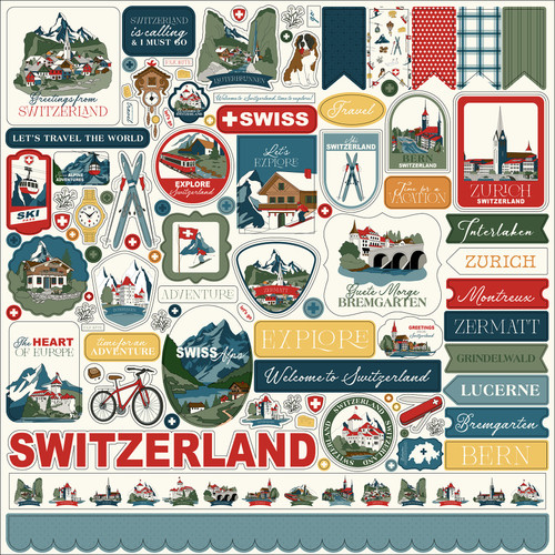 Carta Bella Elements Cardstock Stickers 12"X12"-Switzerland - 5A003WBZ-1HRYF - 810220753033