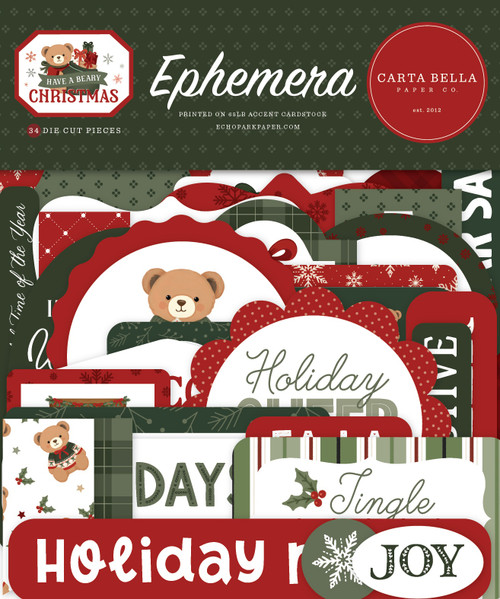 Carta Bella Ephemera-Have A Beary Christmas - 5A003W1T-1HRLK - 810220751831