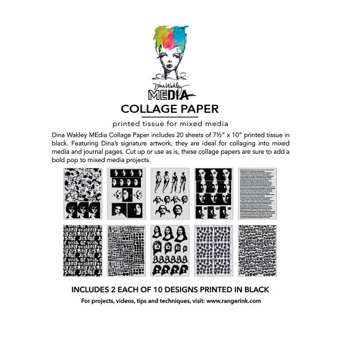 Dina Wakley Media Collage Tissue Paper 7.5"X10" 20/Pkg-Bold - 5A003V3Q-1HQVQ