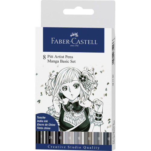 Faber Castell Creative Studio-Pitt Artist Pen Set-Set of 8-Manga Basic Set - 5A003R1Y-1HMK8 - 4005401671077