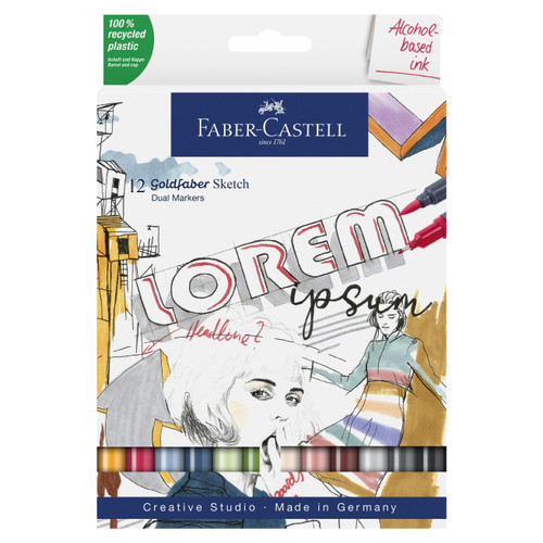 Faber Castell-Goldfaber Sketch Markers-Set of 12- Sketch Markers Dual Nibs - 5A003R19-1HMKG - 4005401647126