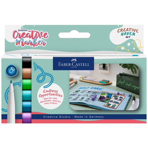 Faber Castell-Goldfaber Creative Marker- Set of 6-Creative Haven - 5A003R1S-1HMKT - 4005401606031