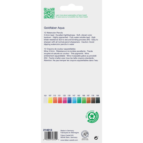 Faber Castell-Goldfaber Watercolor Pencil Box-Set of 12- Basic Colors - 5A003R1L-1HMK6