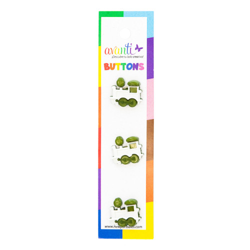 12 Pack - Avanti Baby Buttons 3/Card-Dark Green Train - 5A003R3L-1HMSM - 700332045495