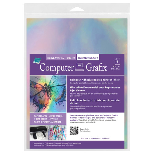 Grafix 8.5"X11" Adhesive Inkjet Film 6PK-Rainbow - 5A003VFG-1HR5Q - 967011500526