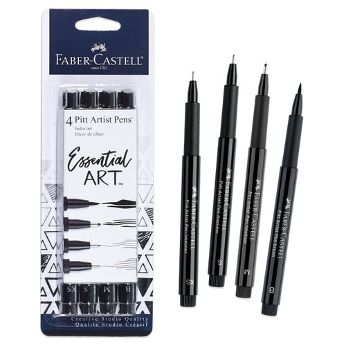 Faber Castell Creative Studio-Pitt Artist Pen Set- Set of 4-Essential Art - 5A003R1V-1HMK5