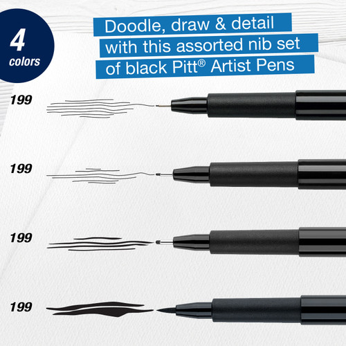 Faber Castell Creative Studio-Pitt Artist Pen Set- Set of 4-Essential Art - 5A003R1V-1HMK5