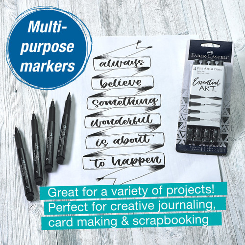 Faber Castell Creative Studio-Pitt Artist Pen Set- Set of 4-Essential Art - 5A003R1V-1HMK5