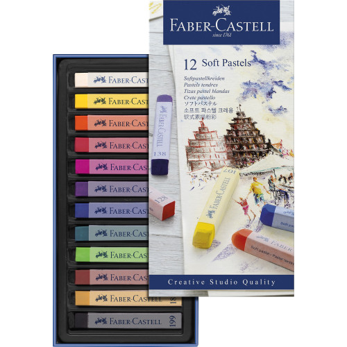 Faber Castell-Soft Pastels Full Length- Set of 12-Soft Pastels - 5A003R1F-1HMK9