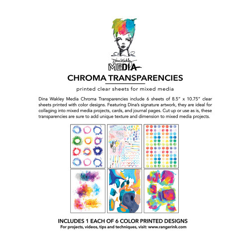 Dina Wakley Media Transparencies 8.5"X10.75" 6/Pkg-Painted Elements - 5A003V3N-1HQVP