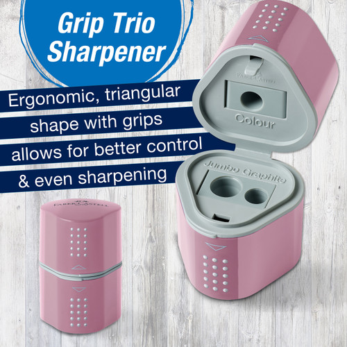 Faber Castell- GripTrio Pencil Sharpener - Rose Shadows - 5A003R1Q-1HMK4
