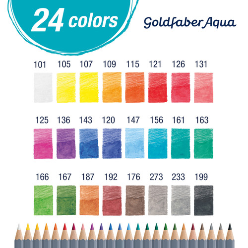 Faber Castell-Goldfaber Watercolor Pencil Box-Set of 24-Basic Colors - 5A003R1M-1HMK7