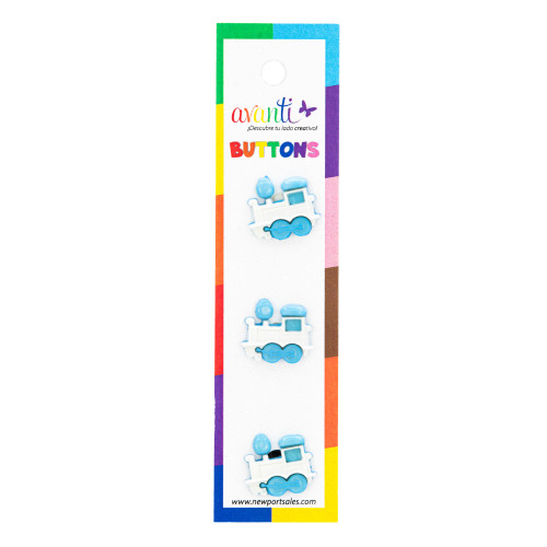 Avanti Baby Buttons 3/Card-Light Blue Train - 5A003R2X-1HMSK - 700332074242