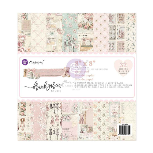 Prima Double-Sided Paper Pad 8"X8" 32/Pkg-Buttons & Keepsakes - 5A003T3C-1HPHM - 655350982362