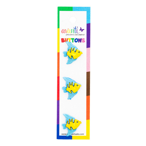 Avanti Baby Buttons 3/Card-Yellow.Blue Fish - 5A003R5J-1HMSH - 700332045716