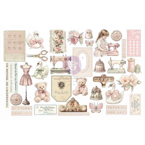 Prima Ephemra With Foil Detail 76/pkg-Stitched Clippings - 5A003T2X-1HPHS - 655350982393