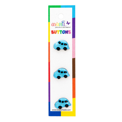 Avanti Baby Buttons 3/Card-Blue Car - 5A003R4G-1HMSR - 700332045839