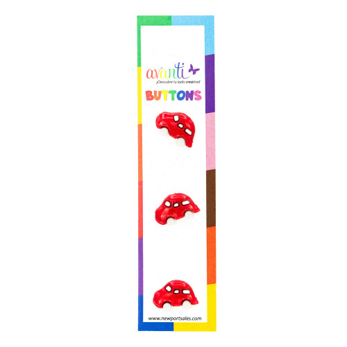 Avanti Baby Buttons 3/Card-Red Car - 5A003R44-1HMSW - 700332178421