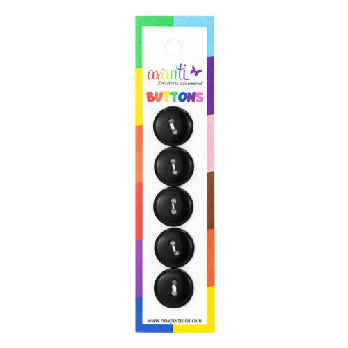 Avanti Carded 2-Hole Outerware Buttons 5/Card-Black - 5A003R52-1HMR1 - 700332168903