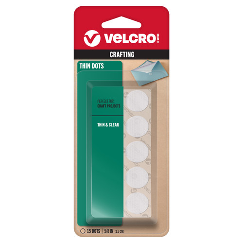 6 Pack - VELCRO(R) Brand Thin Fasteners Coins .625" 15/Pkg-Clear - 91328 - 075967913281