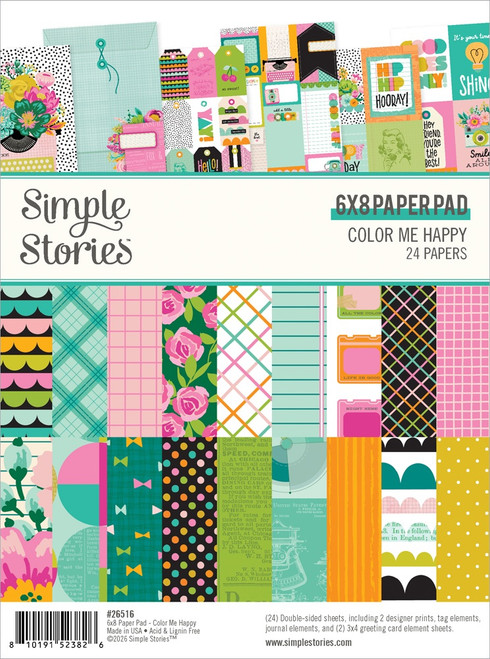 Simple Stories Paper Pad 6"X8"-Color Me Happy - 5A003JQZ-1HDZ5 - 810191523826