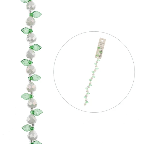 3 Pack - John Bead Crystal Lane DIY Flower Bead Strand Pear Mix 7"-Pear Opaque White, Leaf Green - 5A003QP9-1HLR1
