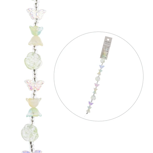 3 Pack - John Bead Crystal Lane DIY Flower Bead Strand 7" -Tulip, Green Roses, Butterflies - 5A003QQ5-1HLLK