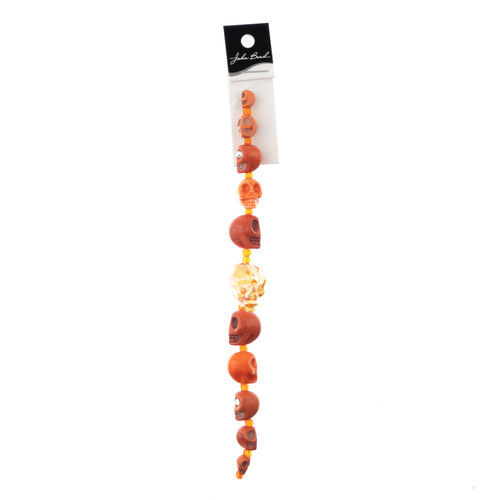3 Pack - John Bead Assorted Skulls Bead Strand 6.5"-Orange - 5A003QGH-1HLMD - 665772237544
