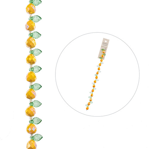 3 Pack - John Bead Crystal Lane DIY Flower Bead Strand Pear Mix 7"-Pear Opaque Orange, Green Leaf - 5A003QHR-1HM3J