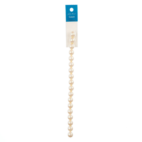 3 Pack - John Bead Czech Glass Imitation Pearls 8" Strand 10mm 18/Pkg-Iridescent Light Cream - 5A003QMZ-1HM13 - 665772212480