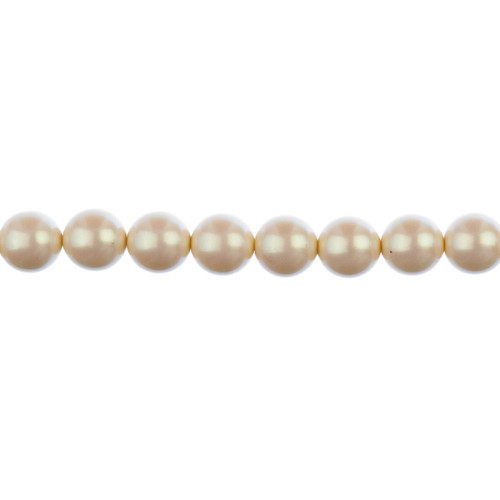 3 Pack - John Bead Czech Glass Imitation Pearls 8" Strand 10mm 18/Pkg-Iridescent Light Cream - 5A003QMZ-1HM13
